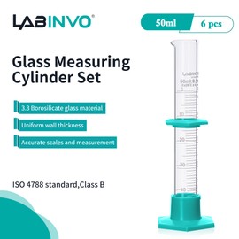 LABINVO Measuring cylinder set, including six pieces of Vol.50ml, 3.3 borosilicate glass material,Class B,IN-MCG50