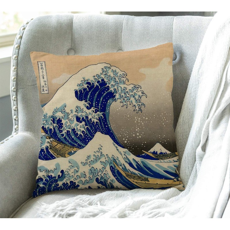 Swono Hokusai The Great Wave Throw Pillow Case Cushion Cover