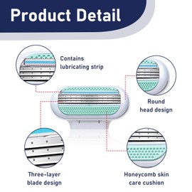 16 Stück Premium Ersatzklingen für Damenrasierer, 3-lagige Ersatzklingen, mit feuchtigkeitsspendendem Skin Cushion-Streifen, kompatibel mit Venus Extra Smooth Rasierer, tiefe und komfortable Rasur