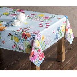 Maison d' Hermine Tablecloth 100% Cotton Table Cover Decorative Washable Square Easter Tablecloths for Kitchen, Dining, Buffet Parties & Camping, Jardin D'Ete - Mint - Spring/Summer (140cm x 180cm)