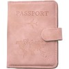 Porta Pasaporte Rosa, con Bloqueo RFID, Cuero PU Impermeable