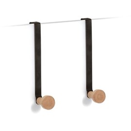 Zeller 13835 Door Hanger Set of 2 Metal / Wood Black Approx. 3 x 8 x 18 cm