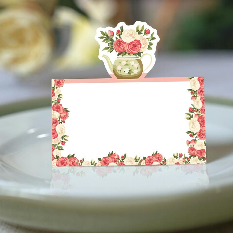 100Pcs Tea Party Theme Seating Cards Place, ，100 Seating Decorations