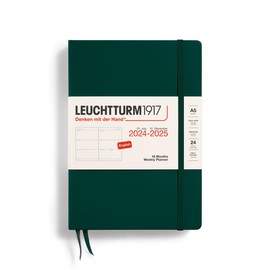 LEUCHTTURM1917 370722 Weekly Planner 2025, Medium A5 Hardcover - 18 Month Planner, Lined - Forest Green, English