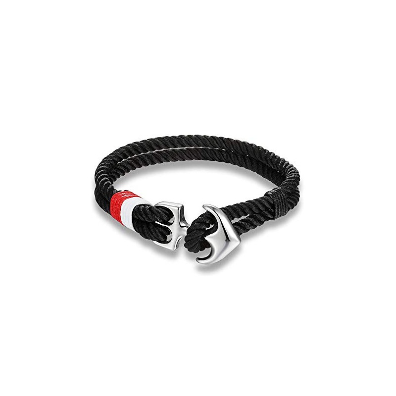 EXINOX Navy Blue Stainless Steel Anchor Bracelet for Men Women,