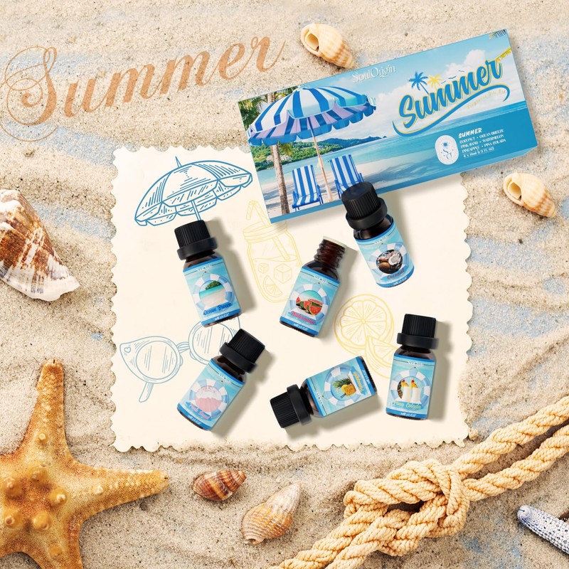 Soulorigin Summer Essential Oils Set, Fragrance Oil Gift Set for