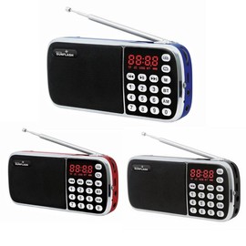Digital Sunflash Z-135 Rechargeable Mini AM/FM Radio +Wireless Bluetooth +USB/SD/AUX Audio Compact Speaker - Color: BLACK
