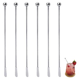 Cocktail Sticks, Swizzle Sticks, Cocktail Stirrers, Multifunctional Swizzle Stick, Reusable Stirrers for the Bar, Suitable for Parties, Clubs, Cafés and Restaurants, 6 Pieces