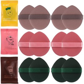 YFFSFDC Cushion Funde Puff Sponge 12 Piece Makeup Sponge Soft Absorbent Multi-functional Wet Wet Water Drop Shape 3 Layer Structure (Red, Green, Brown)