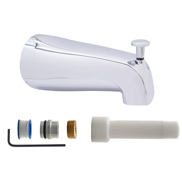 Westbrass E531DUS-26 Universal Fit 5-1/4" Diverter Tub Spout, Zinc, Polished