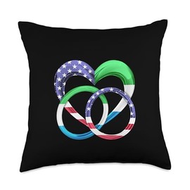 American Flag Heart Wedding Rings Marriage Sierra Leone Throw Pillow