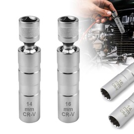 Egyndior Spark Plug Wrench 14 mm and 16 mm, Spark Plug Wrench, Magnetic Spark Plug Socket, 3/8 Inch Spark Plug Socket, Spark Plug Disassembly Tool for Car Repair Spark Plug Wrench Set