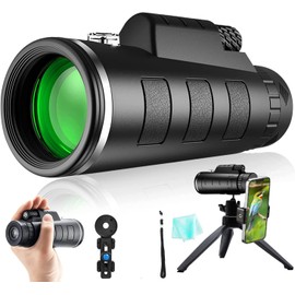 10x42 Monocular Telescope with a BAK-4 Prism, FMC Lens; Includes Smartphone Mount, Tripod, Lanyard, and Built-in Compass, for Birdwatching, Stargazing, Sporting Events, Hiking, Hunting by ScopeQuest