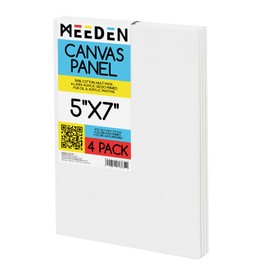 MEEDEN 4-Pack 100% Cotton Canvas Boards for Painting - 5x7'' Blank Canvas Panels for Oil & Acrylic Painting, Ready to Paint Art Supplies for Professional Artists, Students