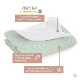 MIMUSELINA Baby Blanket Cotton - Super Warm Baby Blanket for Winter and Autumn - Cuddly Blanket Baby 100% Cotton and Warm Indoor - Baby Blanket Newborn 90 x 70 cm