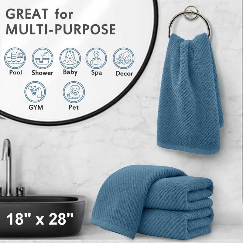 Hand Towels for Bathroom Set of 4, Large 18" x