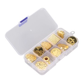 10 Uds. Juego de Cabezales de Sello de Cera, Cabezales de Sello de Cera de Lacre de Aleación de Zinc con Caja de Almacenamiento para Bodas, Navidad, Día de San Valentín