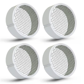 Raven R1510-4 4 inch PVC Termination Vent with Stainless Steel Screen and Drain Slot, White - Pack of 4