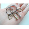 JewelryEveryday Bronze Chess Piece Charm Keychains with Heart Charms, King