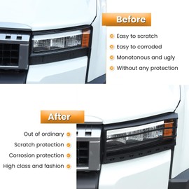 Heutamo Headlight Lamp Guard Trim Cover Compatible with Toyota Land Cruiser 250 Prado J250 LC250 2024 2025, Carbon Steel Front Headlight Bezels Cover Protector, Black