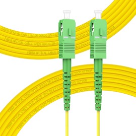 FLYPROFiber- 10m/33ft SC/APC to SC/APC Optic Fiber Cable, OS2 Single Mode Fiber Patch Cable, SC APC to SC APC Simplex Length Option: 0.5m-50m 9/125um LSZH Yellow OD-2.0mm 10M(33ft)