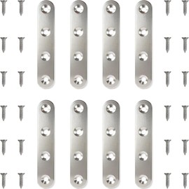 8 Pack 3 Inch Straight Flat Brace, Stainless Steel Flat Mending Plates, Repair Brackets for Wood Furniture with Screws