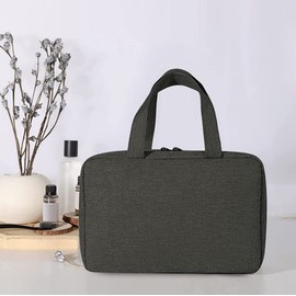 ZiaWorld Travel Toiletry Bag with Hanging Hook, Waterproof Foldable Large Capacity Travel Makeup Bag Organizer, Women & Men Toiletries Bag for Large Full Sized Essential Accessories Cosmetics, Black