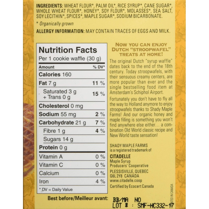 Citadelle Organic Honey and Maple Cookie Waffles, 240g