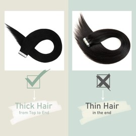Sunny Black Hair Tape in Extensions Real Human Hair Tape in Hair Extensions Black #1B Natural Tape in Human Hair Extensions Black Hair Extensions Tape in Real Seamless Black Invisible 20 Inch 50g 20pcs