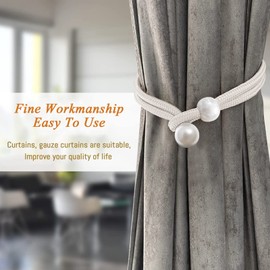 Curtain Holder, Light Tiebacks, White, 4 Pieces Tiebacks for Curtains, for Macrame Decoration & Curtain Boho.