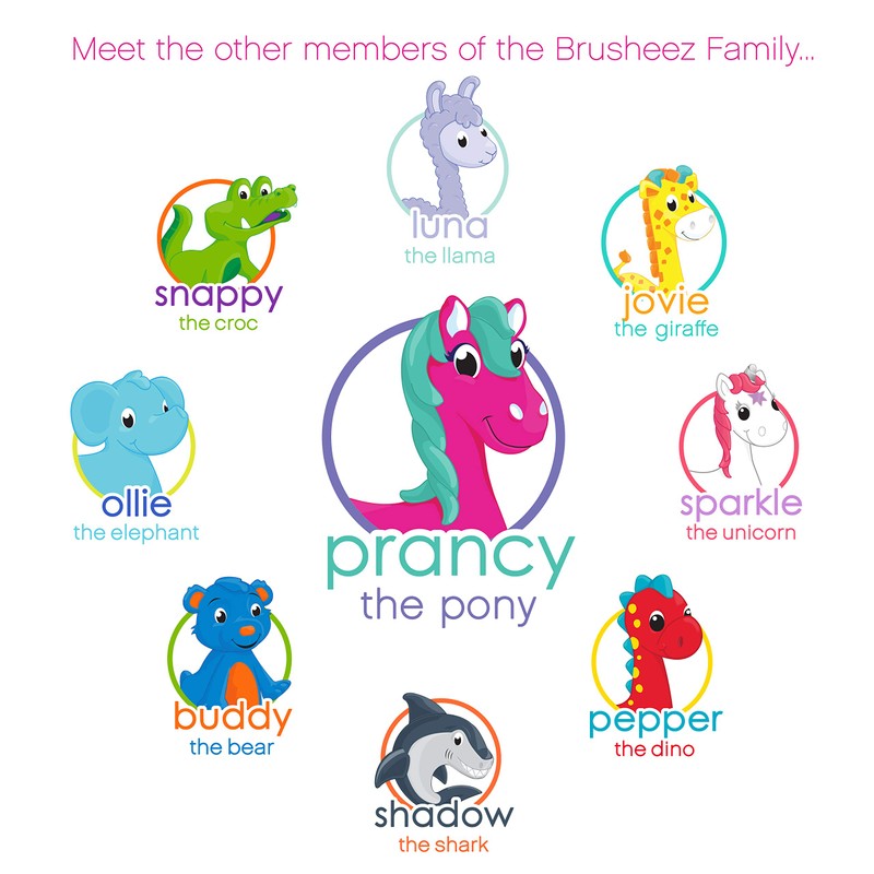 Brusheez Electronic Toothbrush Replacement Brush Heads 2 Pack (Prancy The