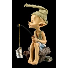 Pixie Leprechaun Figure - Fisherman Petri Heil | Gnome Dwarf Decoration
