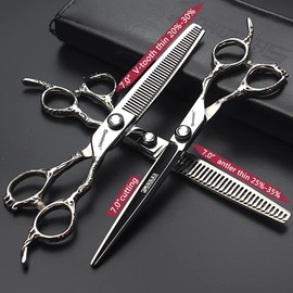 Hairdressing Scissors, Hairdressing Scissors, Super Sharp Hairdressing Scissors, 5.5/6/7/8 Inch Scissors for Cutting Hair, Sturdy Hand Feel (7 Inch 3-Piece Set)