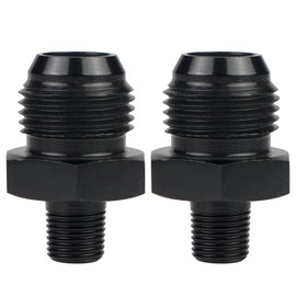 Dexepe 8AN Male Flare to 1/8 NPT Pipe Fitting Adapter Aluminum Straight Fuel Line Hose Adapter Black Anodized Fuel System Fittings 2PCS
