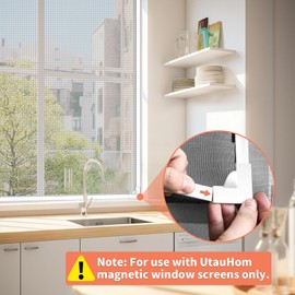 UtauHom DIY Magnetic Window Screen Accessories with 8pcs Window Screen Corners and 4pcs Window Clip Only Fit UtauHom's Magnetic Window Screen(White)