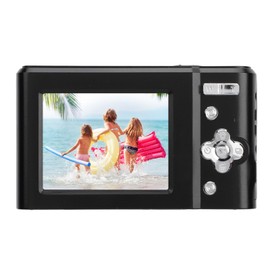 2.7K Digital Camera, Digital Camera Point and Shoot Camera 2.4 Inch IPS Screen 8X Digital Zoom Compact Autofocus Vlogging Camera with Flash for Kids Students (Black)