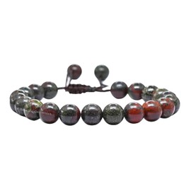 Dragon Bloodstone Bracelet for Women Men's Gifts - Protection Healing Crystal Bracelet - 8mm Gemstone Beaded Adjustable Bracelet Pulseras Para Hombres Mujer Stocking Stuffers