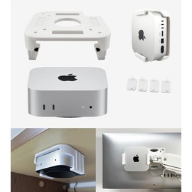 Artigree All-in-One Under Desk Mount for Mac mini M4 - VESA Monitor Bracket Compatible, Suitable for IKEA Pegboard, Wall Mount - Mac mini Accessories, Mac M4 Pro Versatile Stand (White)