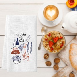 JTOUK Italy Gift La Dolce Vita Club Dish Towel Italian Kitchen Towel Italy Lover Travel Gift Italy Summer Trip (La Dolce Towel EU)
