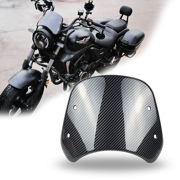 HARPUOU HARPUOU Universal Motorcycle Windshield Carbon Wind Deflector Windscreen Front