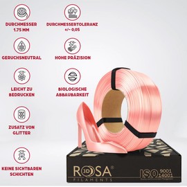 Pink 3D PLA Silk Filament 1.75 mm for 3D Printers Printing Materials Lightweight Shiny Biodegradable PLA 3D Printer Filament Filament 3D Printing Materials Blue Spool 0.5 kg