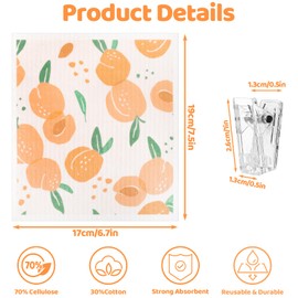 6 Pack Swedish Dishcloths for Kitchen, Reusable Paper Towels Swedish Dish Towels with Clips, Absorbent Dish Cloth No Odor for Cleaning Home Kitchen（Fruit Patterns）