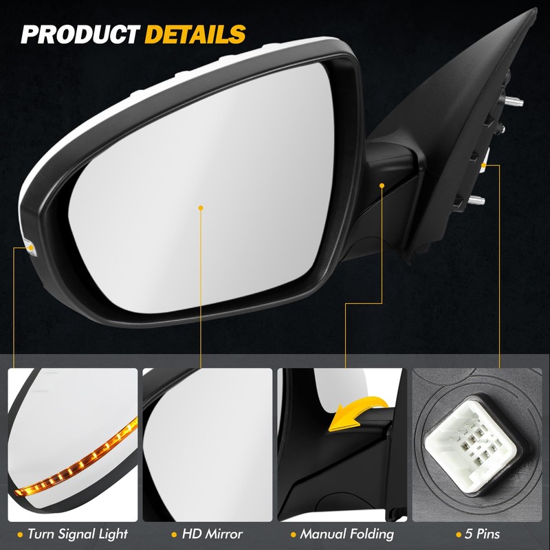 2011 2012 2013 Left Driver Side Mirror Rear Door View