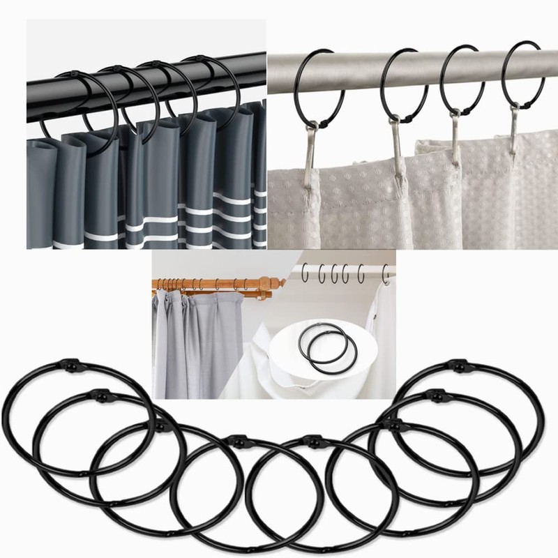 28 Pcs Black Shower Curtain Rings, 2 Inch Rustproof Decorative