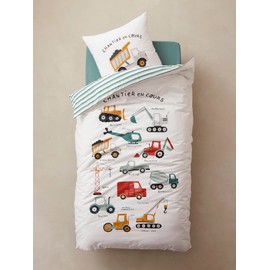 VERTBAUDET Children's Duvet Cover Set Magi Duvet Cover Engins White Printed 140 x 200 cm