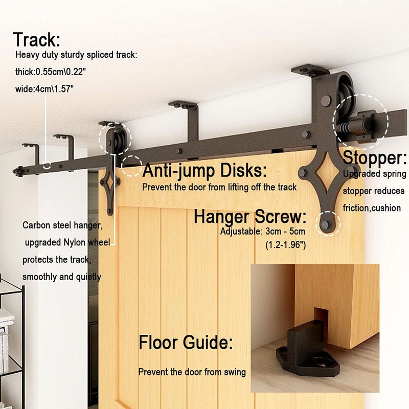 TSMST 8FT Ceiling Mount Sliding Barn Door Hardware Closet Track