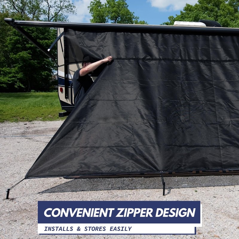NAIMORUI RV Awning Shade Screen with Zipper, 8'X14'3" RV Awning