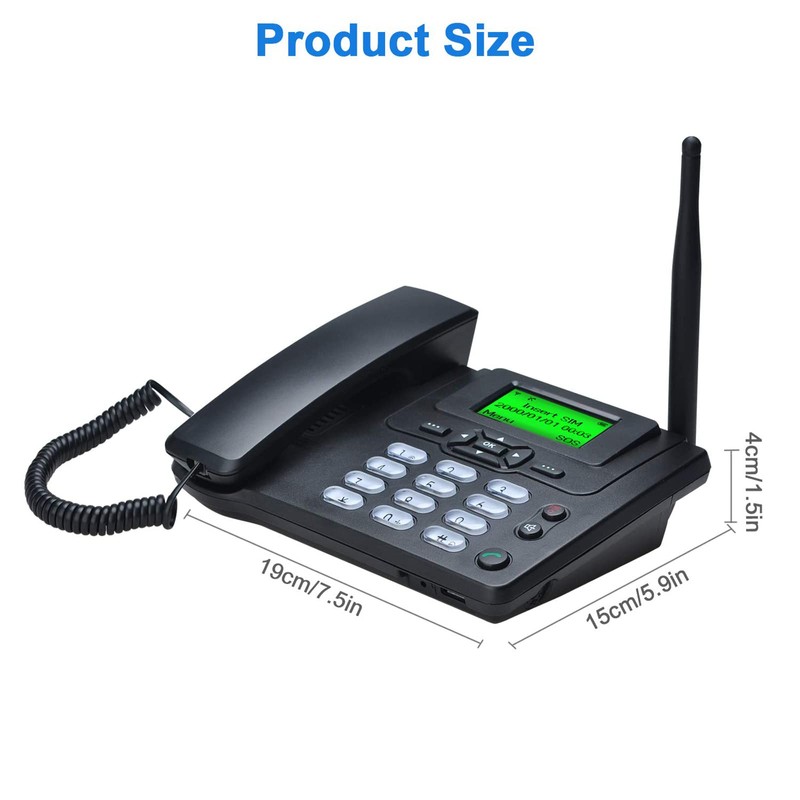 Lychee SIM Card GSM Desk Phone - Hands-Free, SMS, Large