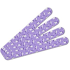 Frolicking Unicorns White Purple Pattern Double-Sided Nail File Emery Board Set 4 Pack