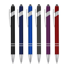 SOMCO - Pack Of 6 Ballpoint Pens With Stylus Tip - Black Ink - 1.0mm Premium Metal Pen - Stylus Tip For Touch Screens - 2 in 1 Stylus Ball Point Pen - Retractable - Suitable For Gifts